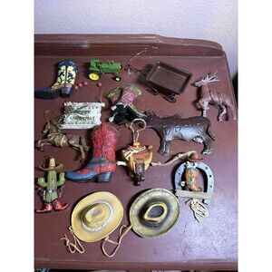 Lot 14 Country Western Cowboy Cowgirl  Resin Christmas Ornaments A